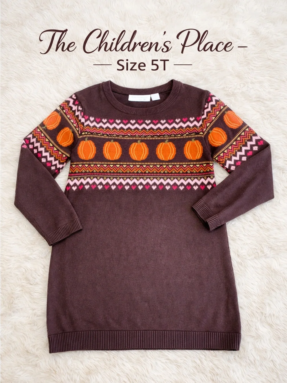 The Children’s Place Girls 5T Pumpkin Fair Isle Sweater Dress